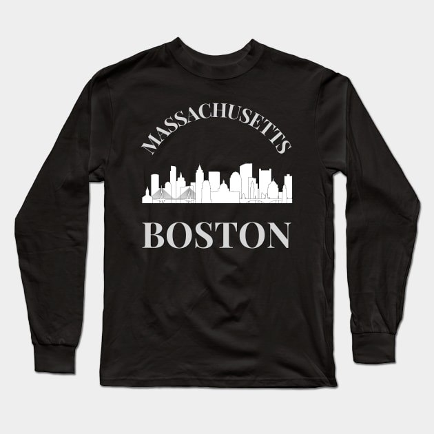 Born and raised Massachusetts Id rather be in Boston MA skyline state trip Long Sleeve T-Shirt by BoogieCreates